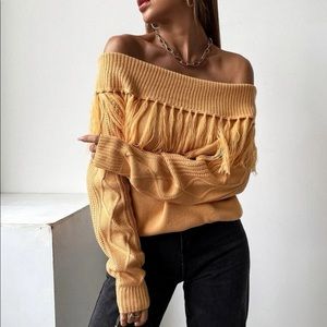 Yellow mustard tassel sweater